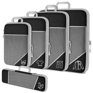 5 Pieces Travel Organizer Bag Set Clothes Compression Cubes For Plane Travel Essentials Storage Bags Suitcase Mesh Packing Cubes 1