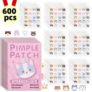 600pieces of cartoon cat acne patches, facial acne patches, concealer acne patches, and pimples patches. Ultra-thin and breathab 1