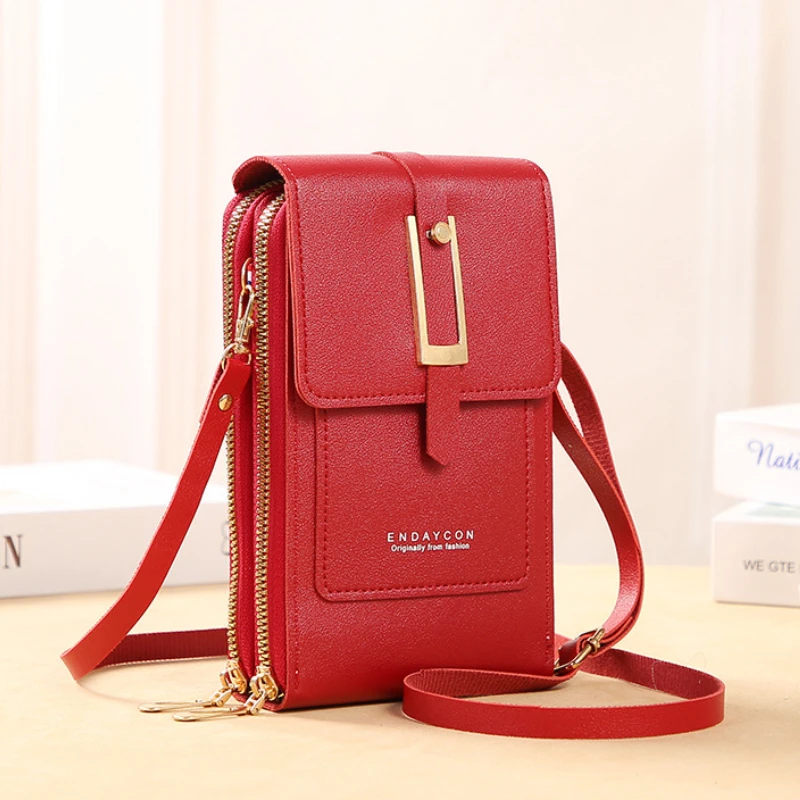 Touch Screen Cell Phone Women Bags Soft Leather Wallets Hand Purses Crossbody Bags for Women Small Handbag Cheap Women's Bags 2