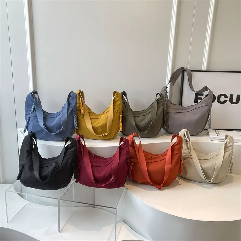 Multi Color Nylon Crescent Hobo Crossbody Bag Adjustable Strap Light Daily Travel Shopping Shoulder Handbag Purse for Women 6