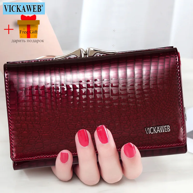 Free Gift Women Genuine Leather Short Wallet Female Fashion Purses Ladies Alligator Hasp & Zipper Small Coin Bag AE2155 3