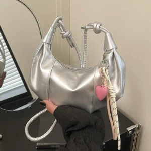 Women's Crescent Shoulder Bag Elegant PU Leather Handbag 2026 Trendy Crossbody Purse Minimalist Chic Daily Evening Bag 1