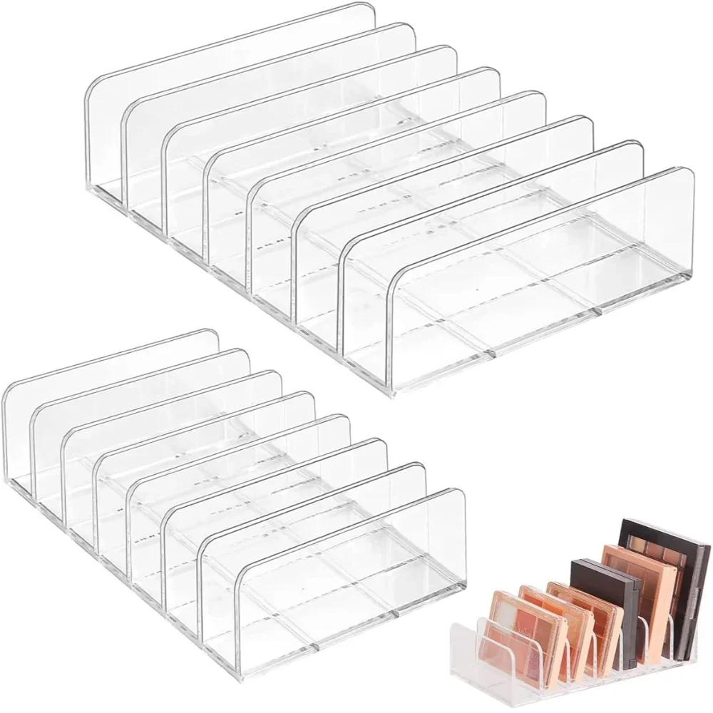 Clear Acrylic Makeup Organizer - Eyeshadow Palette Display Stand & 7 Slot Lipstick Holder Space Saving Vanity Desk Storage 5