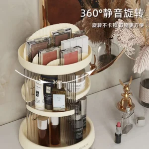 Large Capacity Multi-Layer Storage Rack Plastic Transparent Rotating Cosmetic Storage Rack Space Saving Bathroom Storage Tray 1