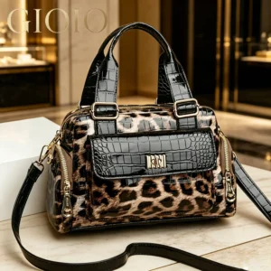 VANDERWAH Fashion Leopard Print Luxury Boston Bag Women Designer High Quality Faux Leather Shoulder Crossbody Bolso 1