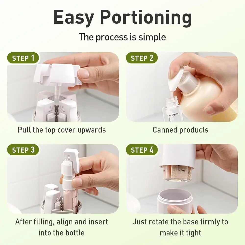 4 In 1 Travel Dispenser Portable Travel Bottles Leak Proof Leakproof Travel Container For Perfume Shampoo Conditioner Lotion 6