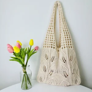 Knitted Handbags Beach Bags Lightweight Students Shoulder Casual Tote Female Style Shopping Woven Bags For Women Girls 1