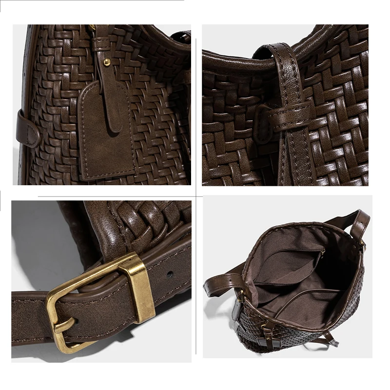 Woven Tote Bag for Women Handbag Shoulder Bag Fashion Woven Hobo Bags Vegan Leather Underarm Handbags Crossbody Large Travel Bag 4