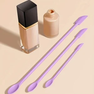 3pcs Reusable Silicone Spatulas, Eco-Friendly Cosmetic Jar Scrapers, Portable for Makeup Skincare, Easy Clean Travel Tool 1