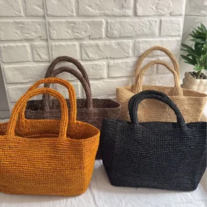 Handmade Raffia Straw Bags for Women Shoulder Bag Summer Woven Beach Bag NEW Natural Grass Handbag Vacation Shopper Tote Purses 1