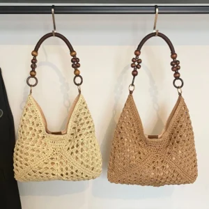 Fashion Lazy Versatile Woven Tote Bag 2026 New Women's Large Capacity Straw Bag Summer Beach Vacation Shoulder Bag for Commute 1