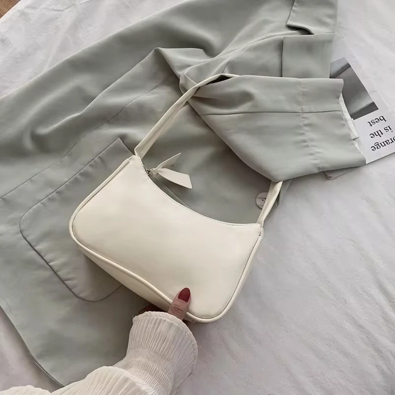 Handle Bag Women Retro Handbag PU Leather Shoulder Totes Underarm Vintage Top Handle Bag Female Small Subaxillary Bags Clutch 2