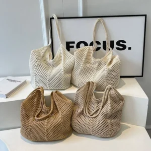 Capacity Knitting Underarm Bag Tote Handbag Summer Mesh Beach Bag Fashion Women's Hollow Woven Shoulder Bags Large 1