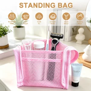 High quality travel toothbrush and toiletry bag - mesh zipper sealed portable makeup bag, suitable for business trips, swimming, 1