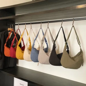 Stylish Nylon Large Capacity Messenger Bag, Lightweight Crescent Shoulder Purse with Adjustable Strap for Effortless Streetwear 1