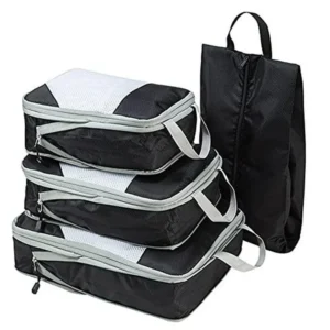 4 Pcs/set Compression Packing Cubes Travel Storage Bag Suitcase Packing Mesh Bags for Clothing Underwear Shoes 1