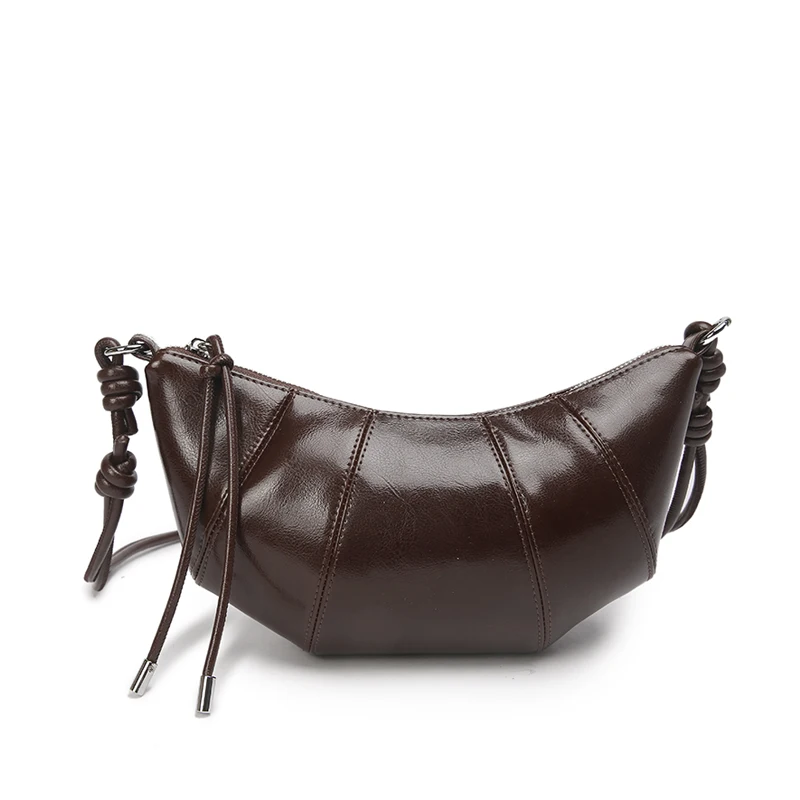 2026 new women's Mini cowhide leather Crossbody handbag luxury designer Lady commuting Shoulder Bag Oil Wax Leather Cowhorn bag 5