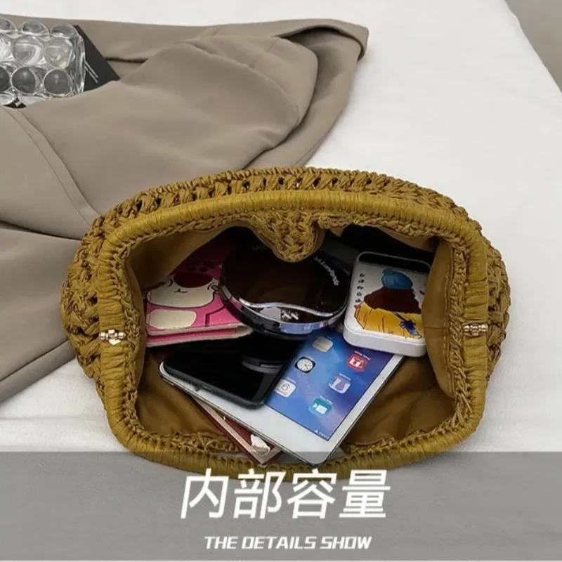 New Summer Beach Bags for Women Clutch Bag Luxury Designer Straw Bags Tote Handbag Fashion Woven Rattan Bags Female Travel Purse 5