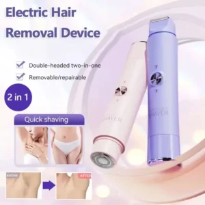 2-in-1 wireless rechargeable electric shaver, suitable for women - dual head bikini trimmer, suitable for both dry and wet use 1