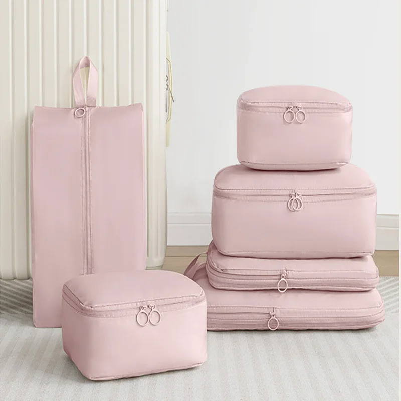 6Pcs Travel Compression Packing Cubes Bag Waterproof Handheld Clothe Separation Storage Bag Portable Suitcase Clothes Organizers 4
